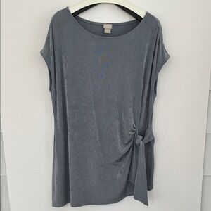 Chico's Travelers Slate Gray Blouse with Side Tie